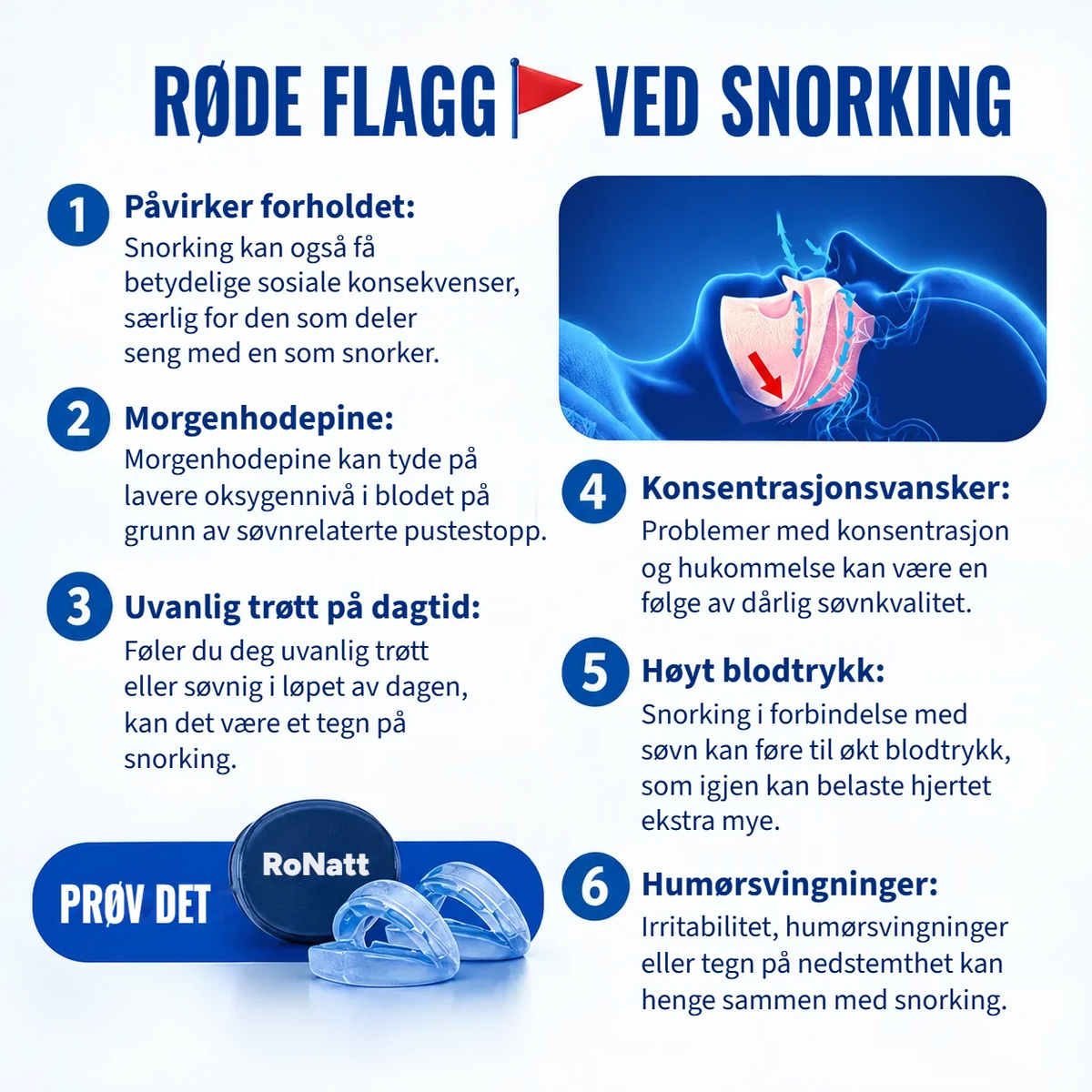 Røde flagg ved snorking